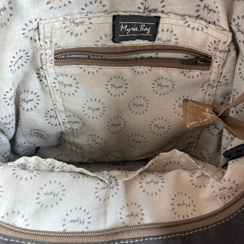 MYRA SHOULDER TOTE BAG CREAM & TAN - Picture 5 of 8